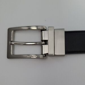 Nautica Black/Brown Reversible Belt with Silver Buckle